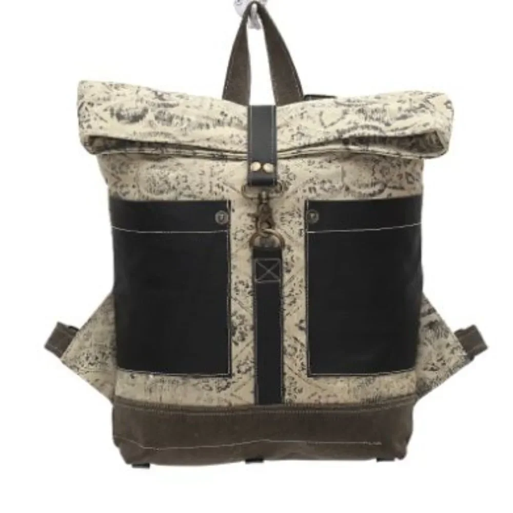 Myra‎ Floral Canvas and Leather Backpack